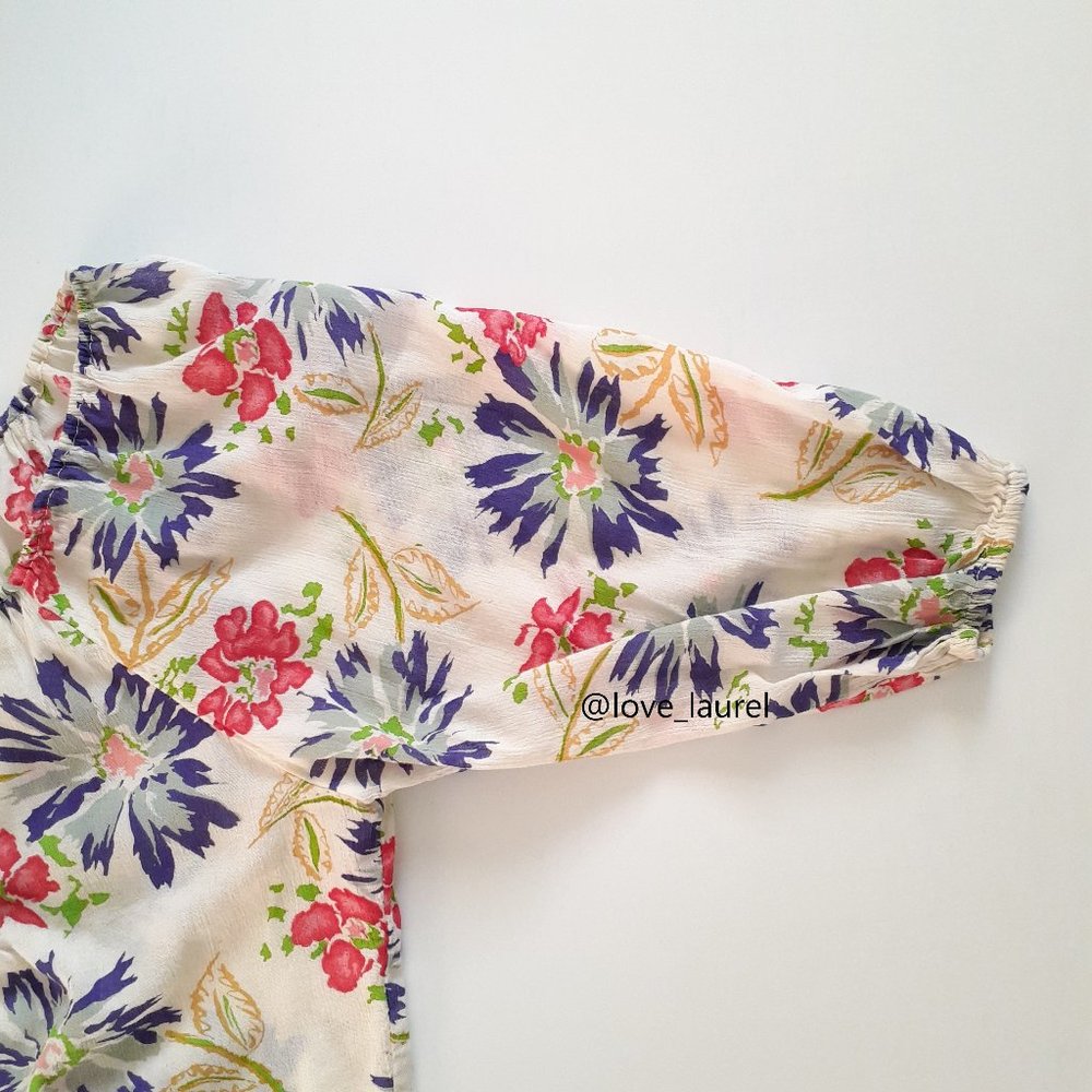 Denim & Supply Ralph Lauren Floral Boho Peasant Top Cream Multi-Colored Size M - Picture 8 of 11